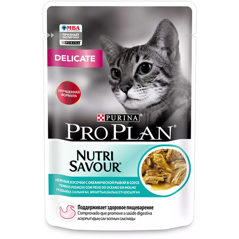 Влажный корм ProPlan Delicate рыба в соусе для взр. кошек с чувствит. пищеварении 85 г.