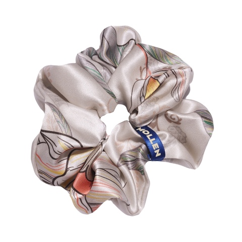 Шелковая резинка для волос Mollen Лазоревый цветок жемчужно-белая