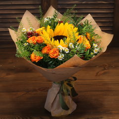 Букет с подсолнухом "Веснушки"