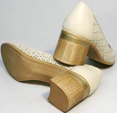 Модные туфли босоножки на толстом каблуке Sturdy Shoes 87-43 24 Lighte Beige.