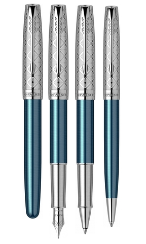 Ручка шариковая Parker Sonnet Premium 2021, K537, Metal & Blue Lacquer CT (2119649)