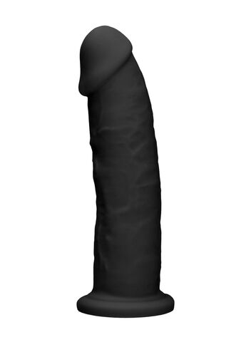 Черный фаллоимитатор Silicone Dildo Without Balls - 22,8 см. - Shots Media BV RealRock REA081BLK