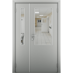 Купить Влагостойкая полуторная дверь серая остеклённая