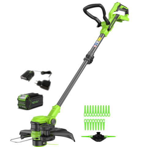 Триммер аккумуляторный Greenworks G40LT331, 40V, 33 см, с 1хАКБ 2Ач и ЗУ (2113507UA)