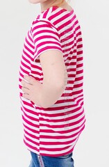 Купить детскую тельняшку - Магазин тельняшек.ру 8-800-700-93-18Футболка-тельняшка для девочки с розовой полосой в Магазине тельняшек