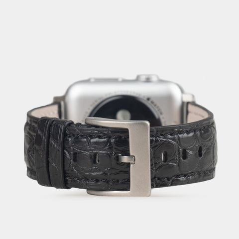 Ремешок для Apple Watch 44/45/46 mm из кожи аллигатора, черного цвета