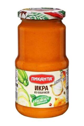 Икра из кабачков Овощная кабач обжар Пиканта 450гр стекло