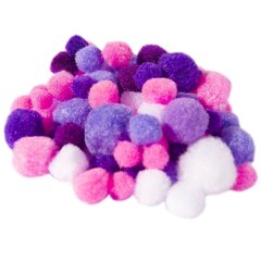 Декоративный материал Alingar, "Ягодно розовые цвета"(роз,сирен,фиолет,бел), пушистые помпоны, 80 шт, микс, пакет с европодвесом