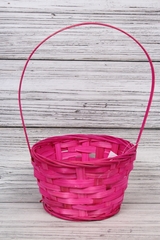 Корзина плетеная с ручкой (бамбук), Фуксия, D=17 см, H=9*30 см, 1 шт.