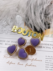 Пуговицы Сердечки бархатные фиолетовые