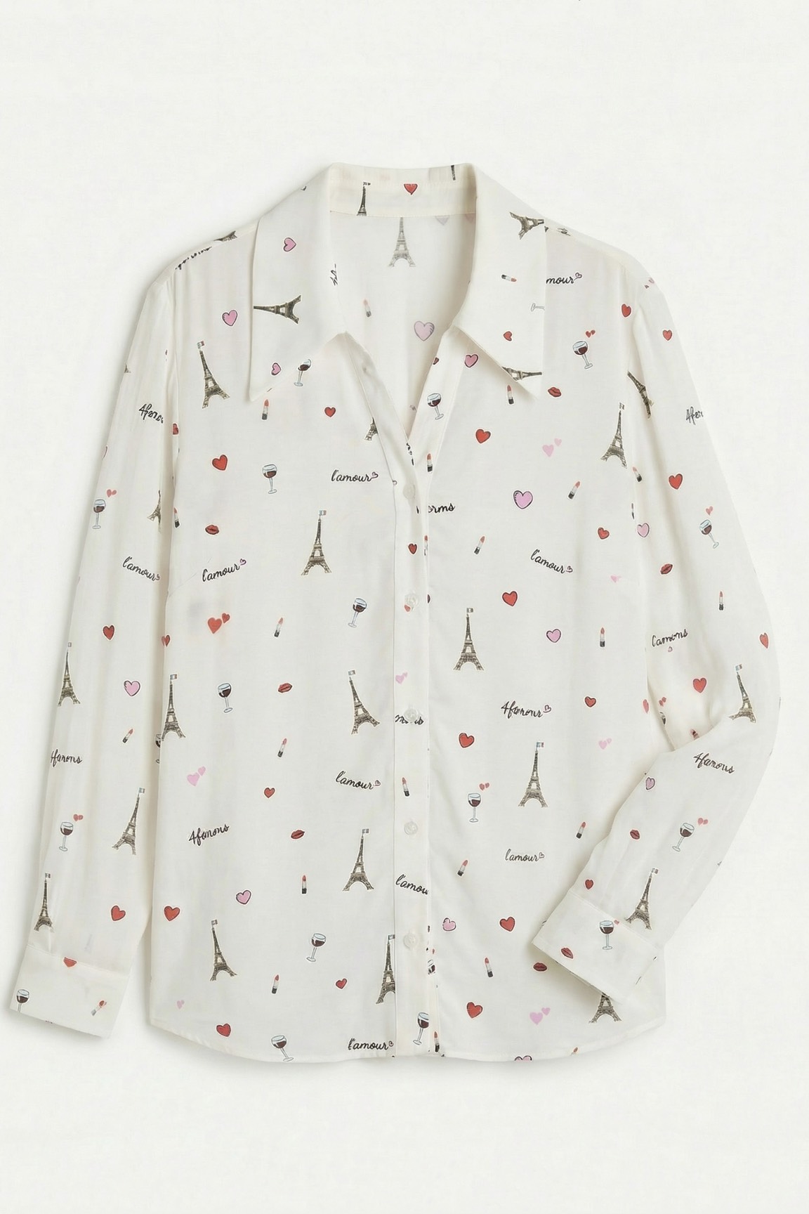 Блузка с отложным воротником, принт Париж