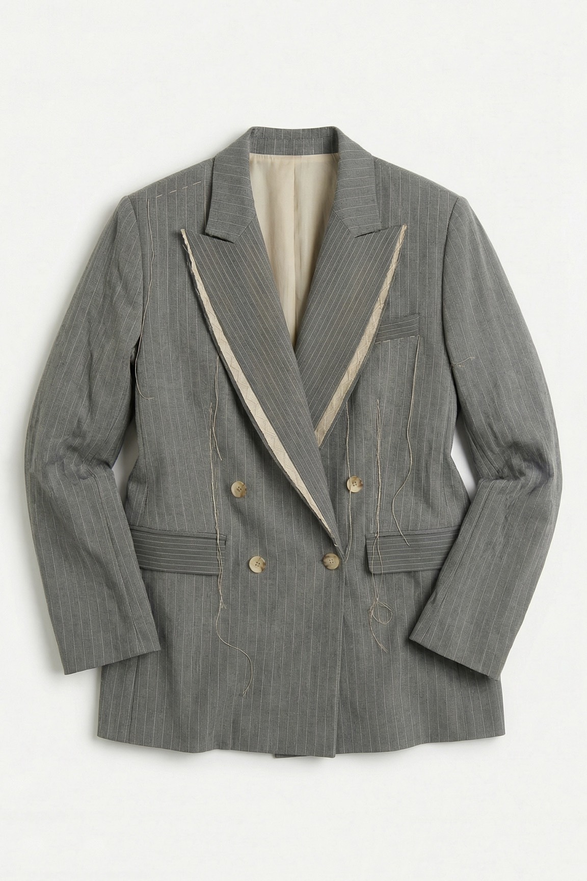 Жакет в комбинированную полоску, серый