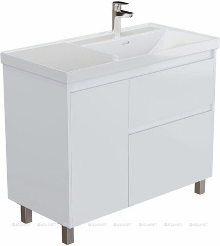 Aquanet 365914 Тумба с раковиной Nova Lite 2.0 100 R напольная цв. белый глянец (365914)