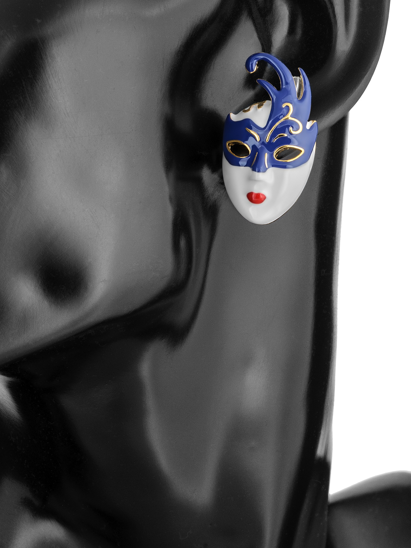 Массивные дизайнерские серьги Маски венецианские