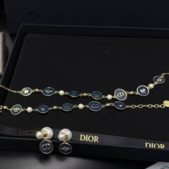 Колье/чокер цепочка с круглыми подвесками с эмалью style by DIOR