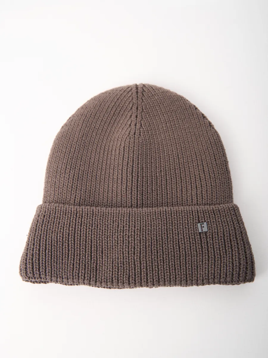 Шапка зимняя на флисе вязаная осень