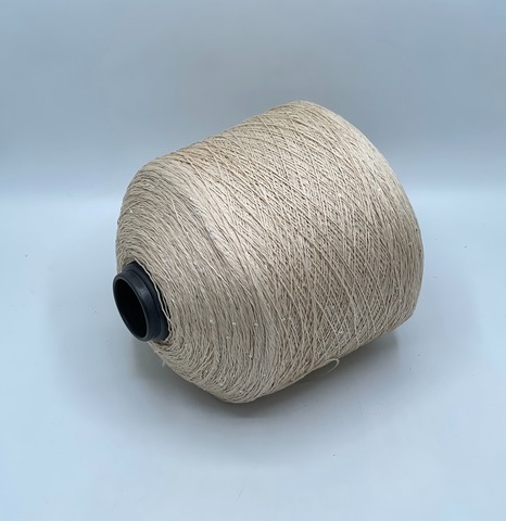 Бобинная пряжа, Linette Pailletes, 450м, 80% Лен, 20% Полиэстер(пайетка), Светло-бежевый+пайетка. 39399