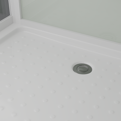 Душевая кабина квадратная 70х70, распашная дверь, стеклянная, профиль белый