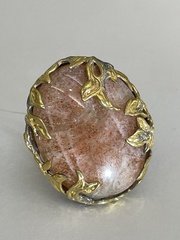 Гелиолит (серебряное кольцо с позолотой)