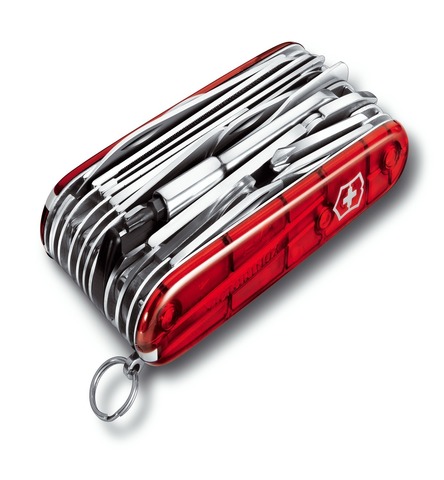 Нож складной Victorinox SwissChamp XLT, 91 mm, 49 функций, полупрозрачный красный