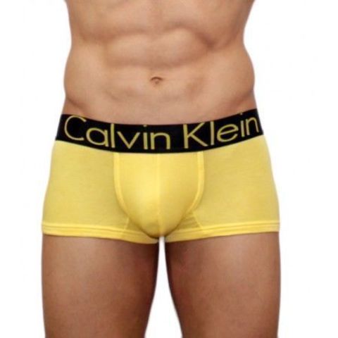 Мужские трусы боксеры желтые с черной резинкой Calvin Klein Steel Yellow Black Waistband Boxer