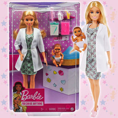 Кукла Барби Barbie  педиатр с малышом-пациентом