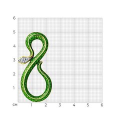 93-140-01663-1 - Брошь ЗМЕЯ из золочёного серебра с фианитами и эмалью