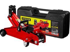STAYER R-22 RED FORCE, в кейсе, 2 т, 125 - 320 мм, подкатной домкрат для легковых а/м, Professional (43152-2-K)