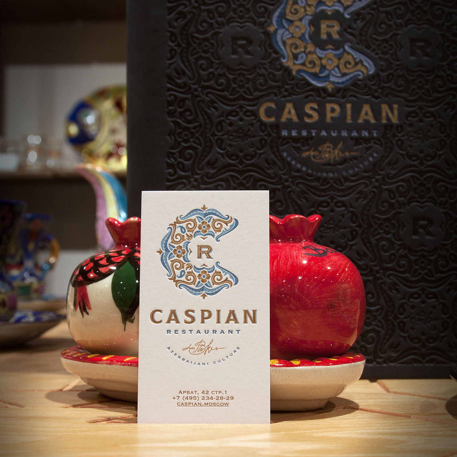 Визитки и полиграфия для ресторана Caspian
