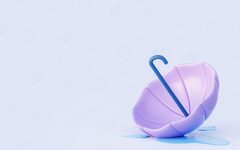 3D-иллюстрация перевёрнутого зонта – защита и дождь