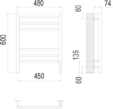Полотенцесушитель Terminus Ватикан П6 450х600 электро КС 9005 матовый