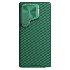Чехол зеленого цвета (Dark Green) с поддержкой MagSafe от Nillkin на Samsung Galaxy S25 Ultra с металлической крышкой для камеры, серия CamShield Prop Magnetic Case