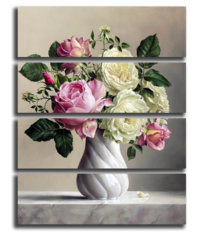 Модульная картина "Розы в вазе"