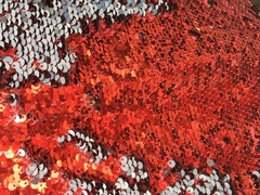 ПАЙЕТКИ ДВУХСТОРОННИЕ - КРАСНЫЙ / СЕРЕБРО НА СЕТКЕ