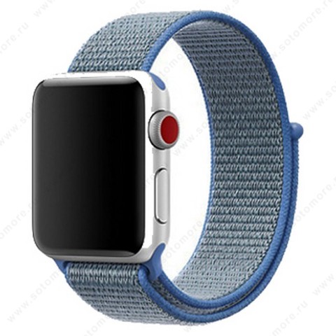 Ремешок для Apple Watch 42/ 44 mm текстильный светло-синий