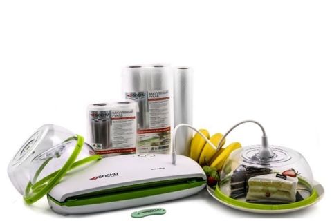Набор №1 для вакуумирования (вакуумный упаковщик Gochu VAC-470 + вакуумная пленка + вакуумные колпаки + шланг)