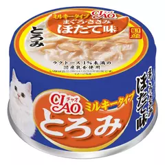 Влажный корм для кошек Inaba Ciao Toromi Куриное филе с тунцом магуро и гребешком в сливочном бульоне 80г
