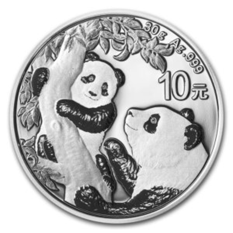 10 юаней 2021 год Панда. Китай. Серебро