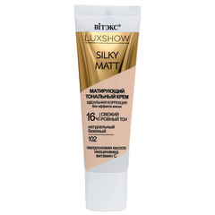 Матирующий тональный крем Silky Matt Luxshow без эффекта маски Тон 102 Натуральный бежевый , 30 мл ( Витэкс )