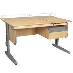 Растущая парта Дэми СУТ 25 с задними полками СУТ.15.210 и навесной тумбой (1200×880 мм)