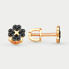 Серьги-пусеты женские из розового золота 585 пробы с фианитами (арт. С19213768)