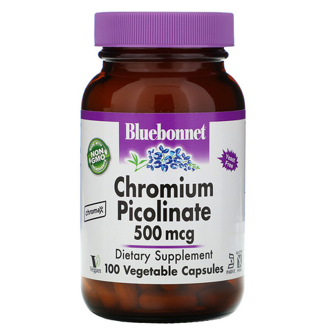 Bluebonnet Nutrition, Chromium Picolinate, 500 mcg, 100 Vegetable Capsules