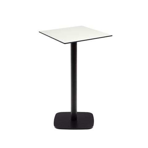 Высокий садовый столик Dina белый на черном металлическом основании 60 x 60 x 96 см