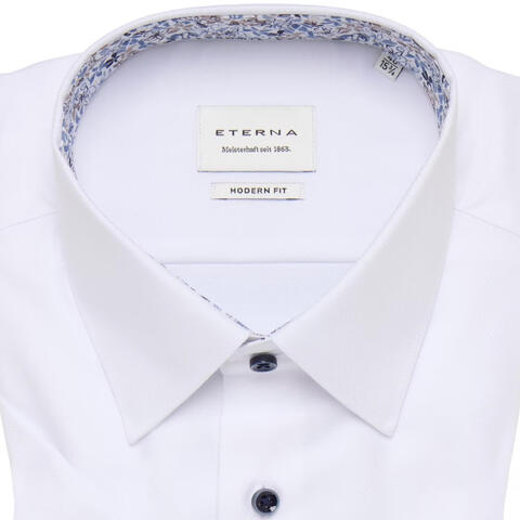 Сорочка мужская Eterna Modern Fit 2132-C141-00 белая с цветной отделкой, короткий рукав