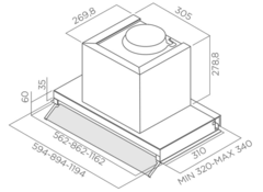 Вытяжка Elica BOX IN PLUS IXGL/A/90 схема встраивания