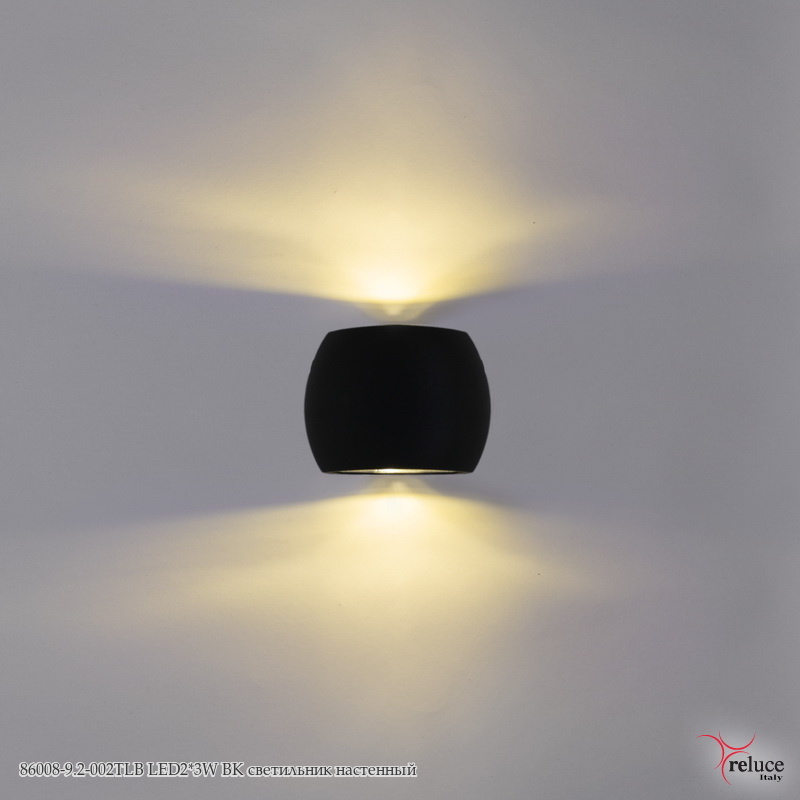 Светильник светодиодный настенный 86008-9.2-002TLB LED2*3W BК Черный без Пульта