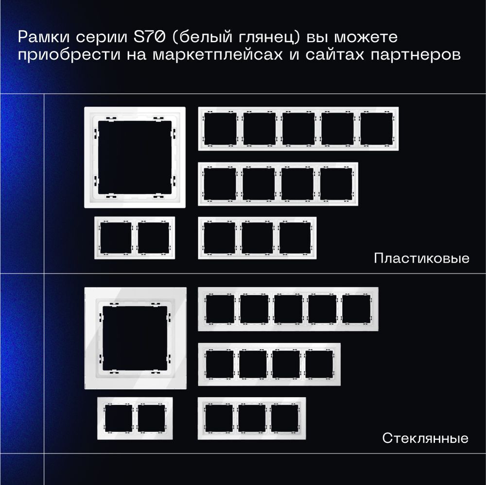 Проходной переключатель встраиваемый Voltum S70 одноклавишный с подсветкой 10А, (белый глянцевый) VLS010401
