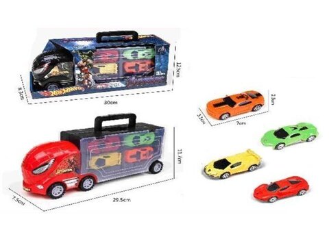 Автовоз Хотвилс Марвел Ассорти 5 маш в грузовике, размер 30*12