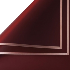 Упаковочная пленка/для цветов, Матовая, Квадрат, Золотой кант, Бордовый, 45 мкм, 0,6*0,6 м, 20 листов