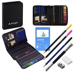 
          Набор художественный Alingar, 96 предм в пенале(цвет,ч/г,уголь.карандаши,ластик,наждач.блок,точилка, растирка,кисть,удлин для каран,скетчбук)